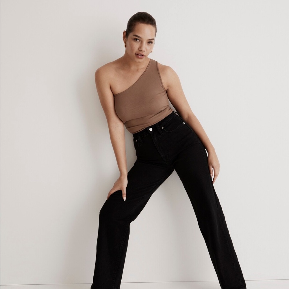 madewell Supima® Rib One Shoulder asymmetrical Tank stable brown large